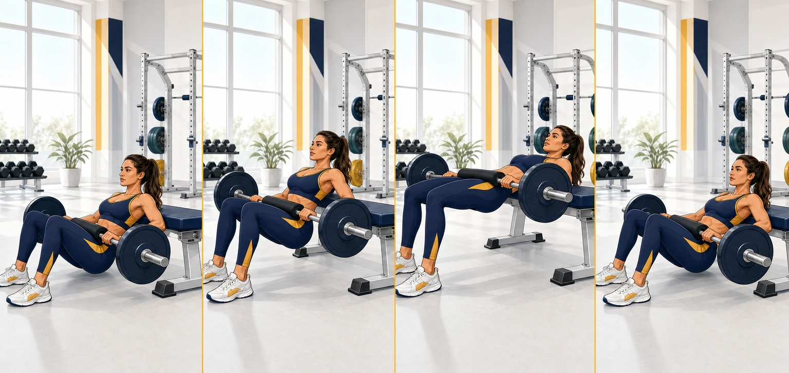 Hip thrust — trzy fazy ruchu
